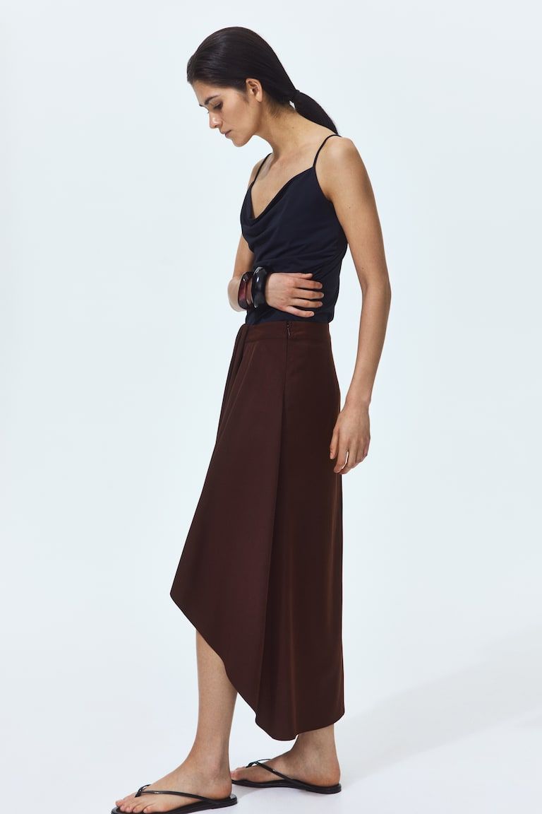 Draped-Panel Asymmetric Skirt