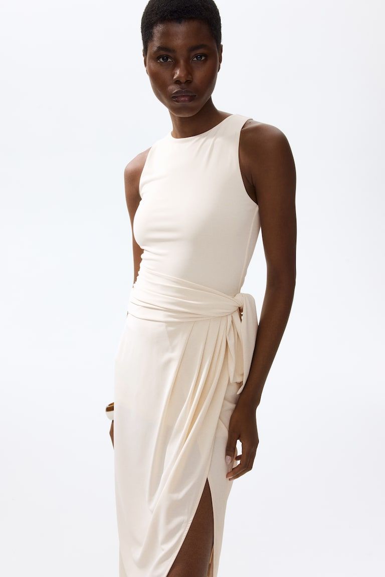 Draped-Panel Jersey Dress