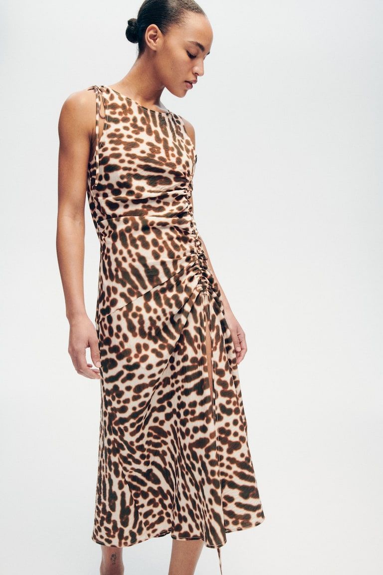 Drawstring-Detail Satin Dress