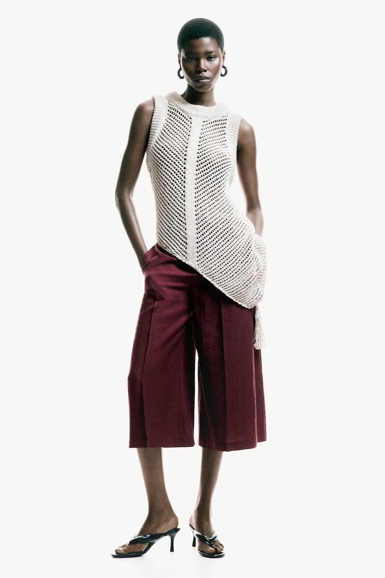Dressy Linen-Blend Culottes
