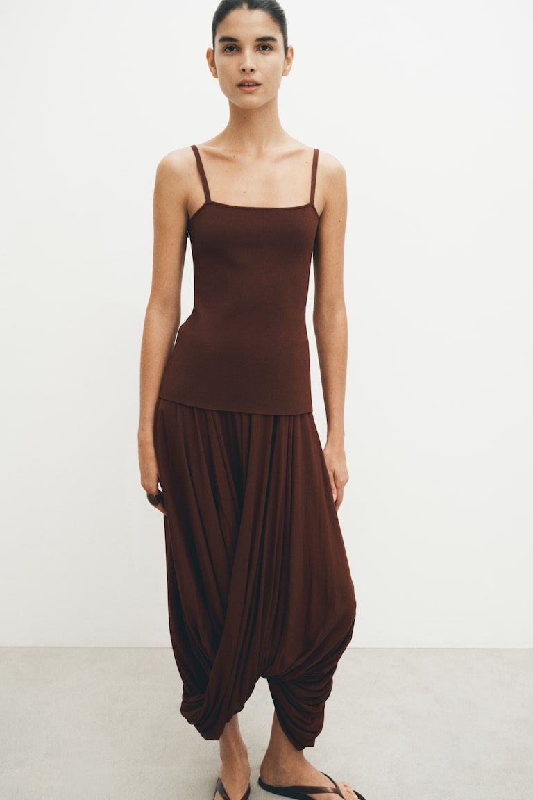 Dual-Fabric Bubble-Hem Dress