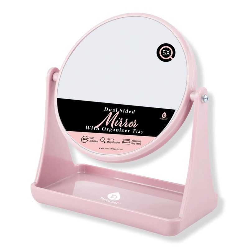 Dual Side Mirror With Organizer Tray