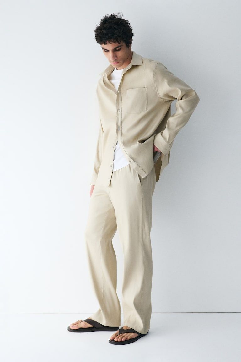 Easy-Care Loose-Fit Linen-Blend Pants