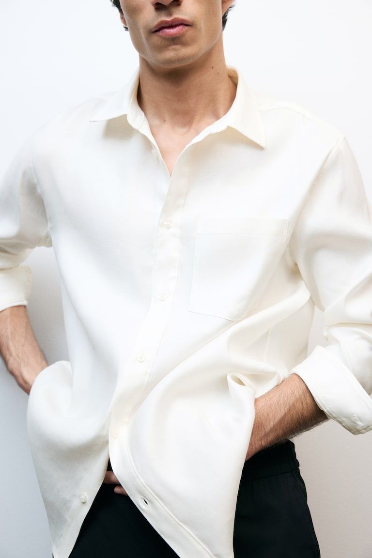 Easy-Care Regular-Fit Linen-Blend Shirt