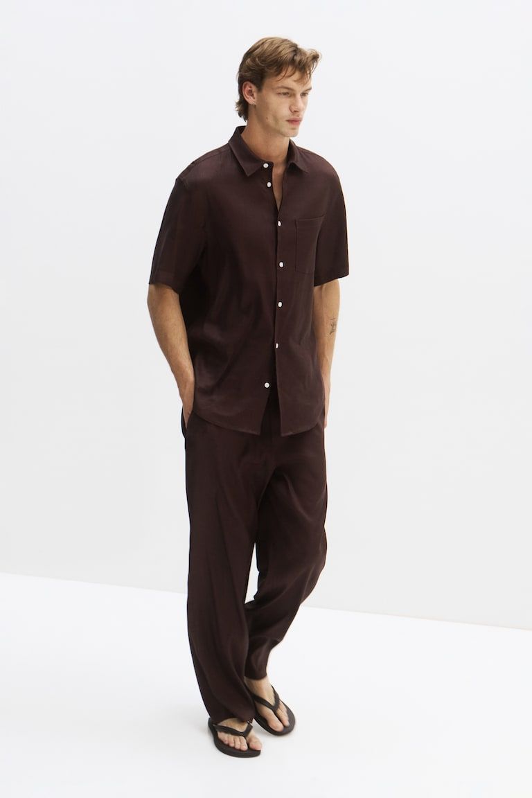Easy-Care Regular-Fit Linen-Blend Shirt