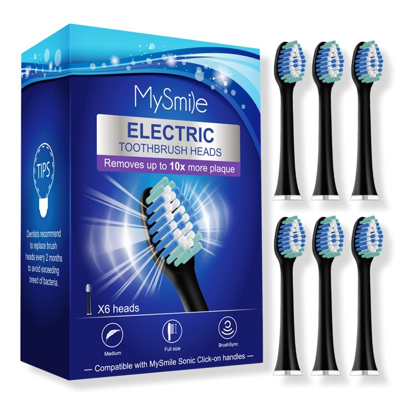 Elite Sonic Toothbrush Replacement Heads - Black