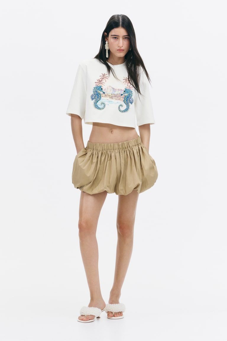 Embellished Cropped T-Shirt