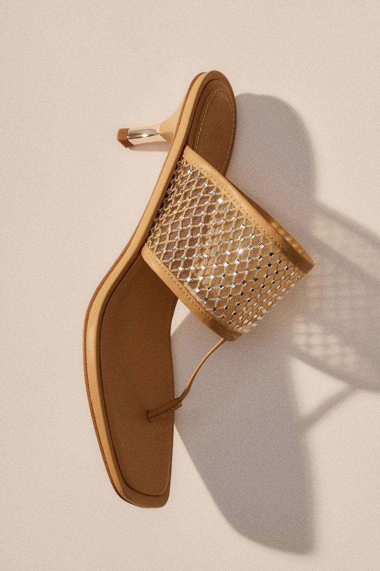 Embellished Kitten-Heeled Sandals