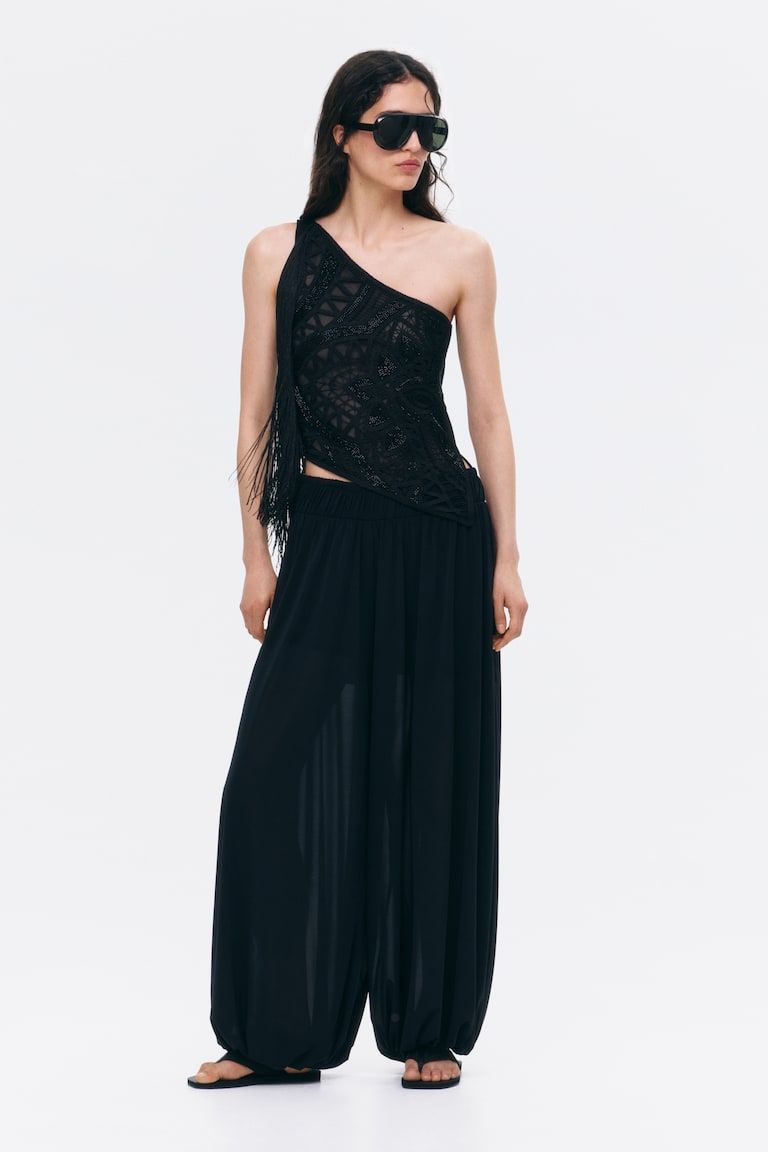 Embellished One-Shoulder Top