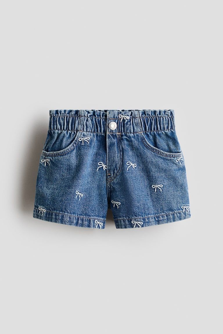 Embroidered Denim Shorts