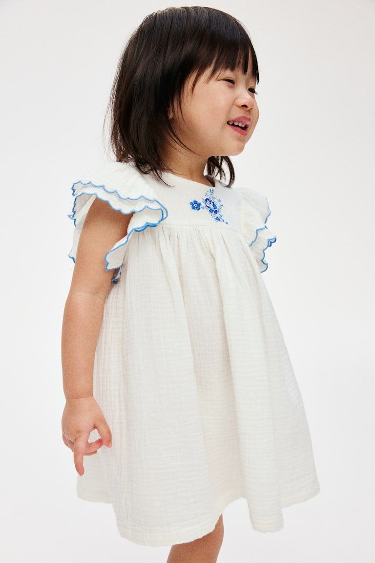 Embroidered-Detail Cotton Dress
