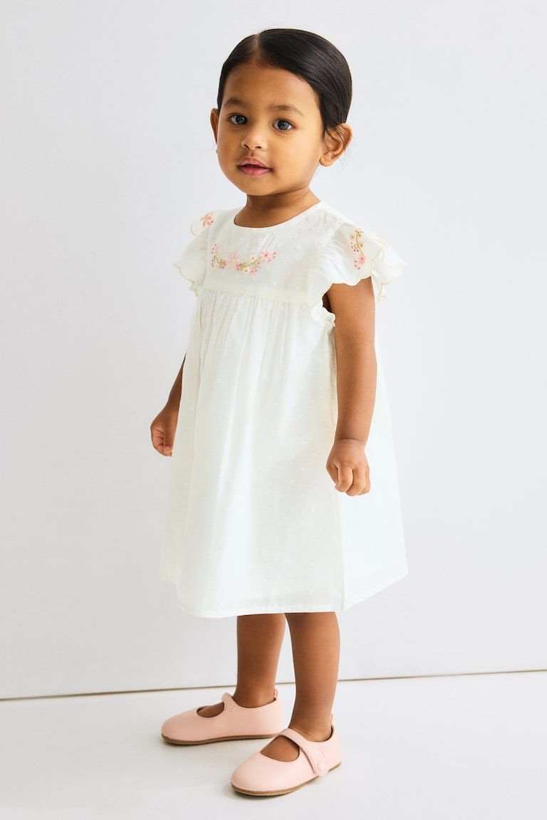Embroidered-Detail Cotton Dress