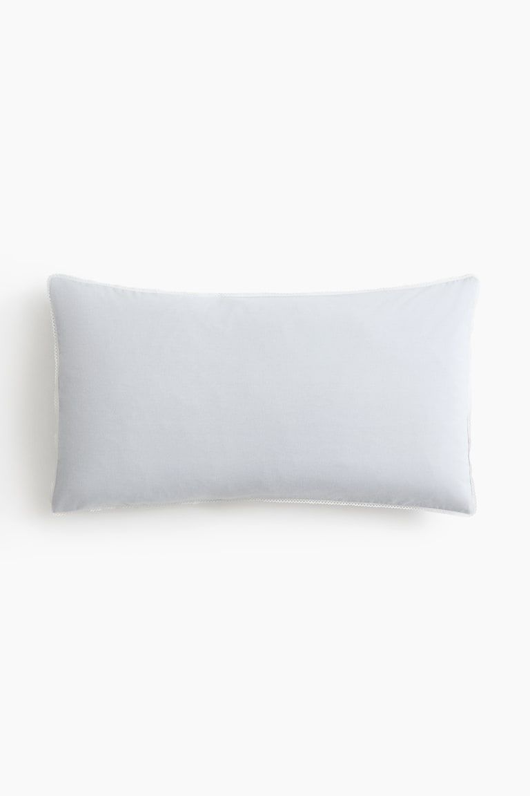 Embroidered-Detail Cotton Pillowcase