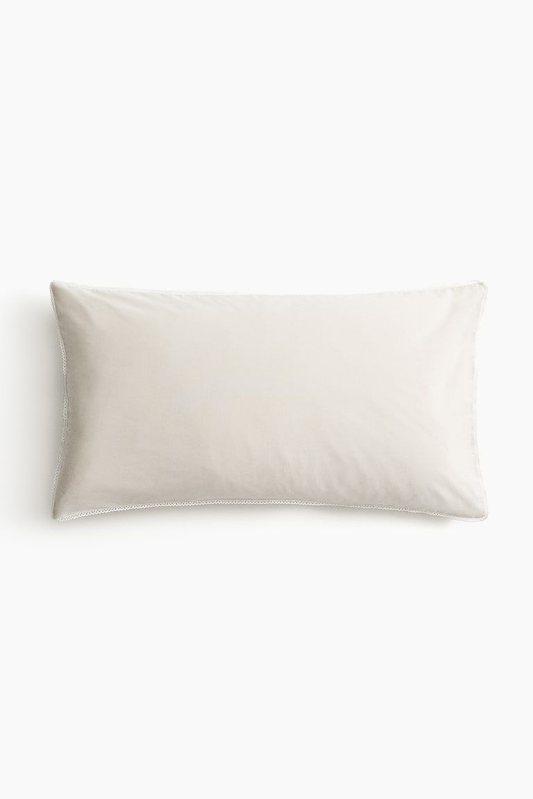 Embroidered-Detail Cotton Pillowcase