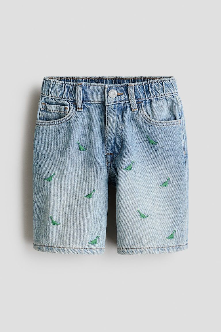 Embroidered-Detail Denim Shorts