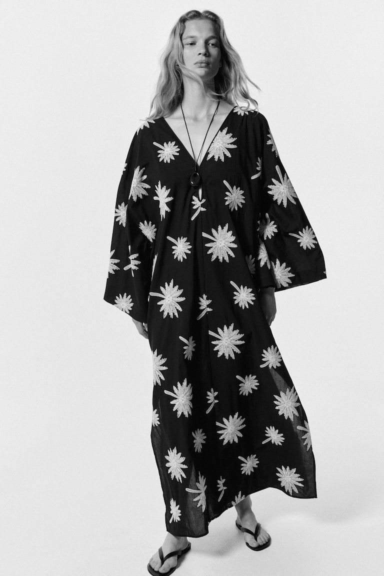 Embroidered Kaftan Dress