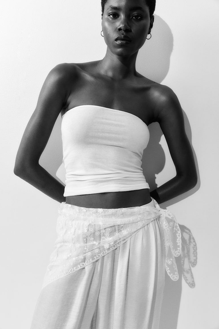 Embroidered Mesh Hip Scarf