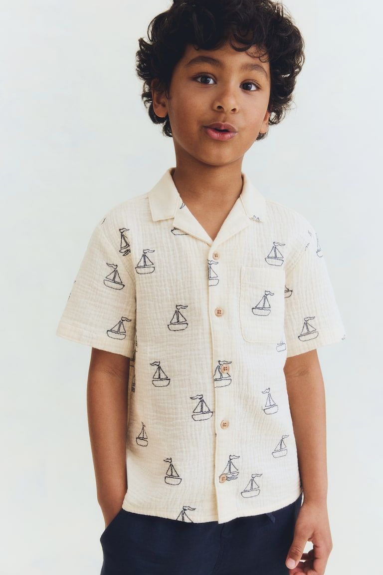 Embroidered-Motif Cotton Shirt