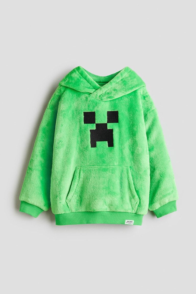 Embroidered-Motif Pile Hoodie