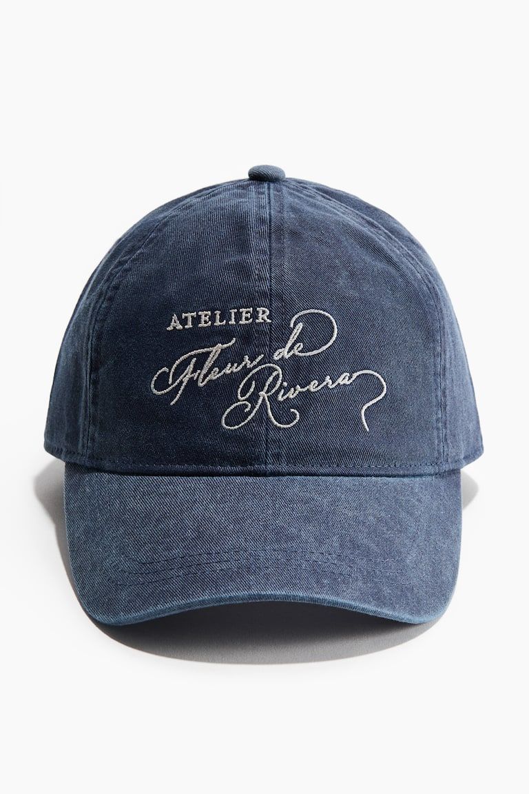 Embroidered-motif Twill Cap