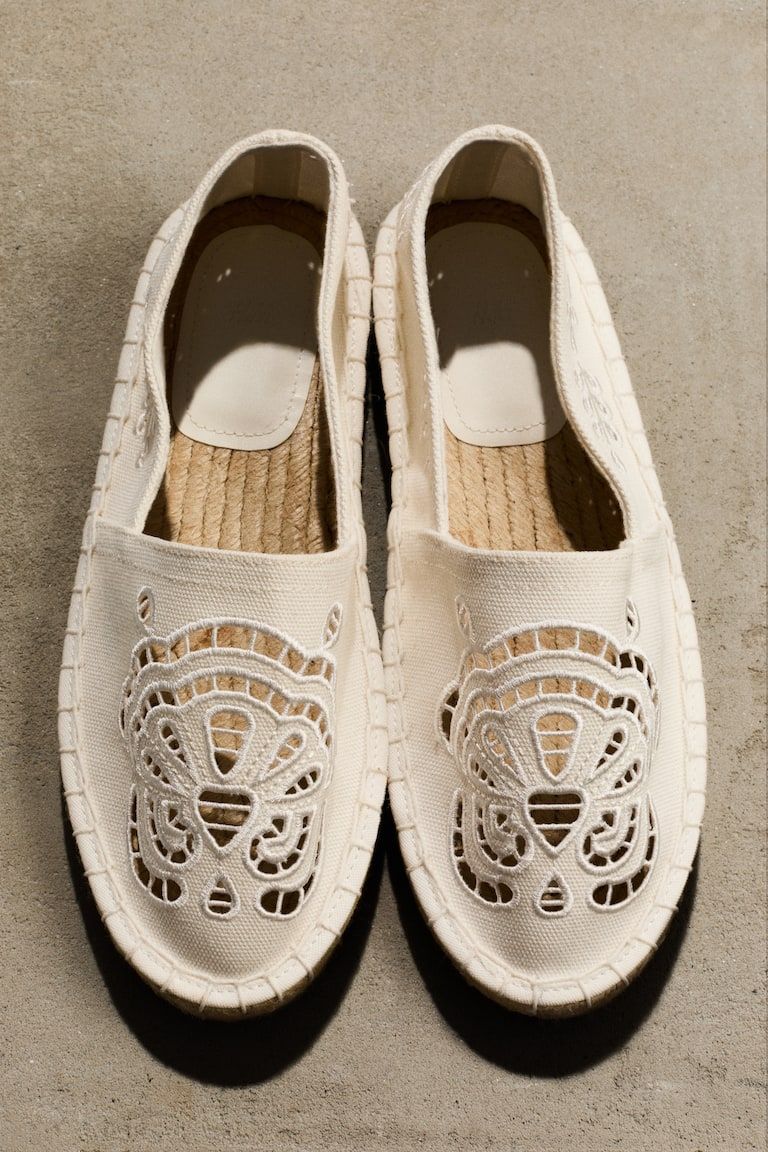 Espadrilles with Eyelet Embroidery