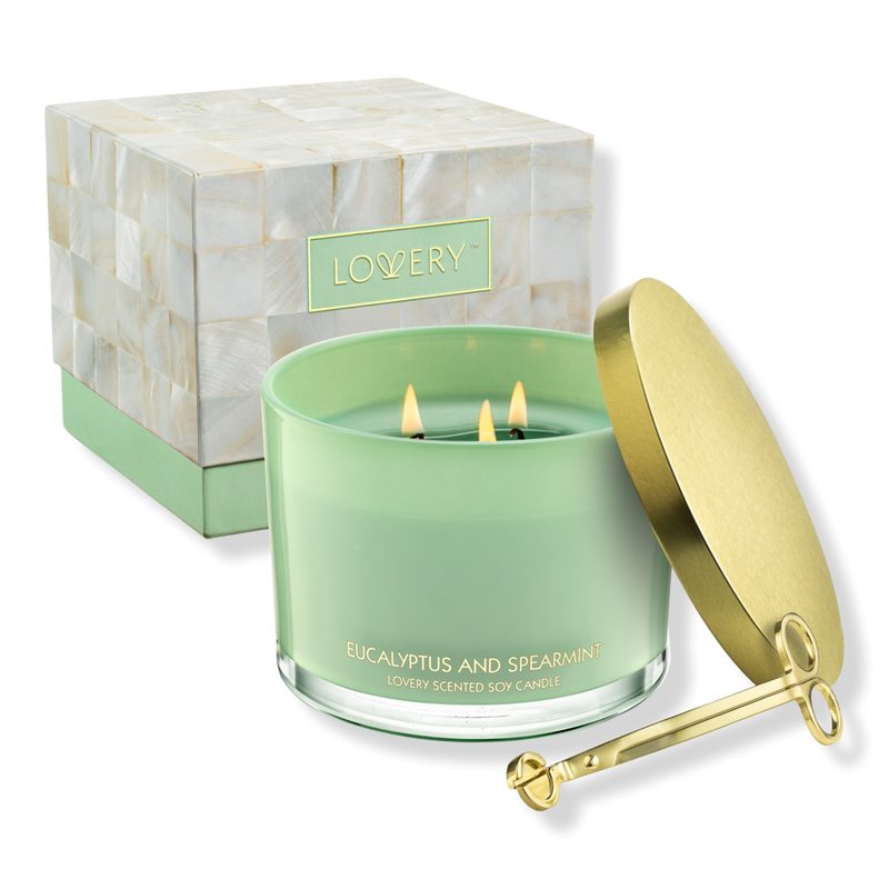 Eucalyptus & Spearmint Home Candle Gift Set with Wax Trimmer