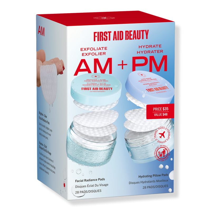 Exfoliate AM + Hydrate PM Travel Size Skincare Pads Duo