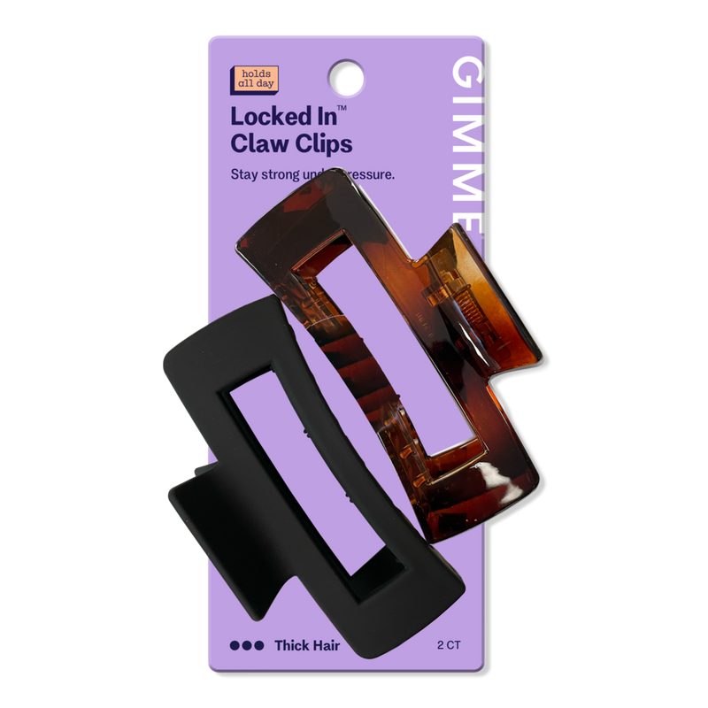 Extra Grip Rectangle Claw Clip for Medium Hair - Black/Tortoise