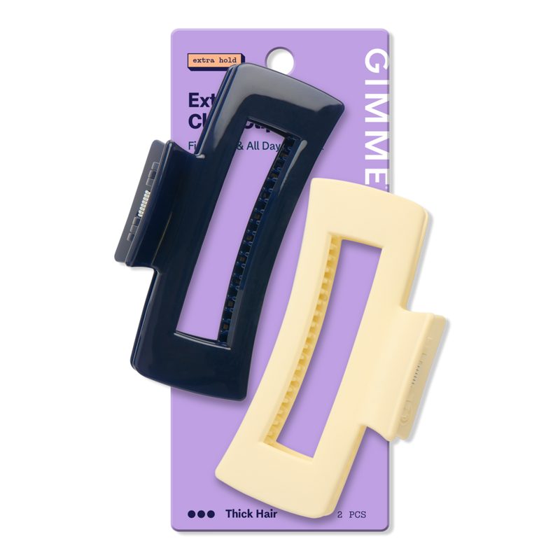 Extra Grip Rectangle Claw Clip for Medium Hair - Navy/Butter