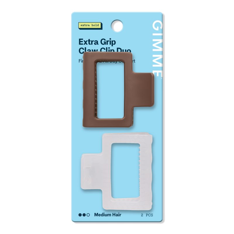 Extra Grip Square Claw Clip for Medium Hair - Brown/Frost