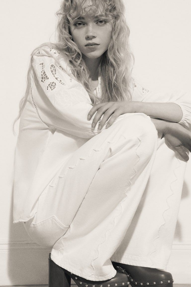 Eyelet-Embroidered Cotton Blouse