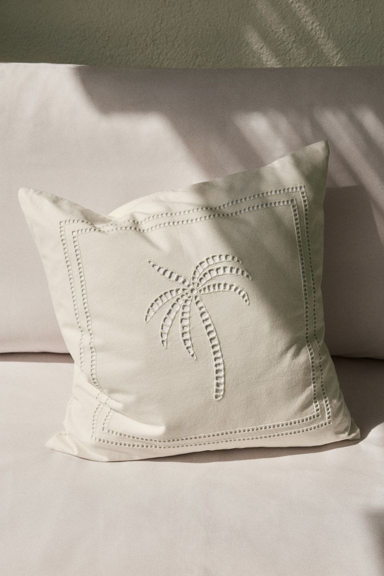 Eyelet-Embroidered Cushion Cover