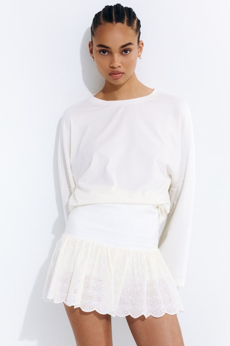 Eyelet-Embroidered Mini Skort