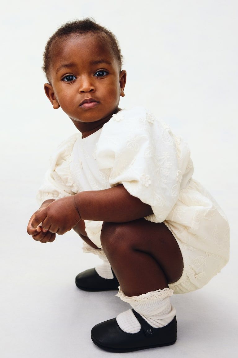 Eyelet Embroidered Romper Suit