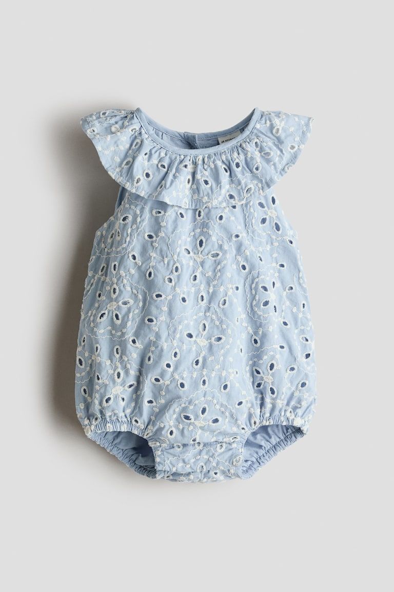 Eyelet-Embroidered Romper Suit