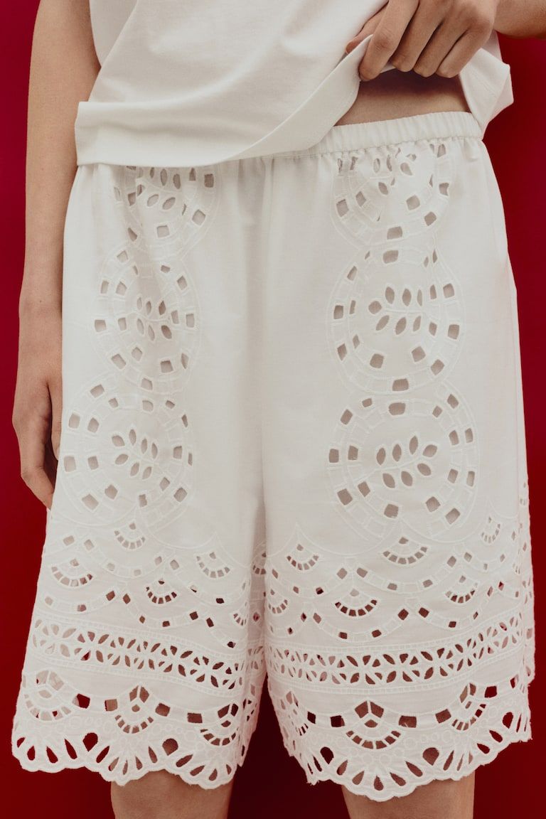 Eyelet-Embroidered Shorts