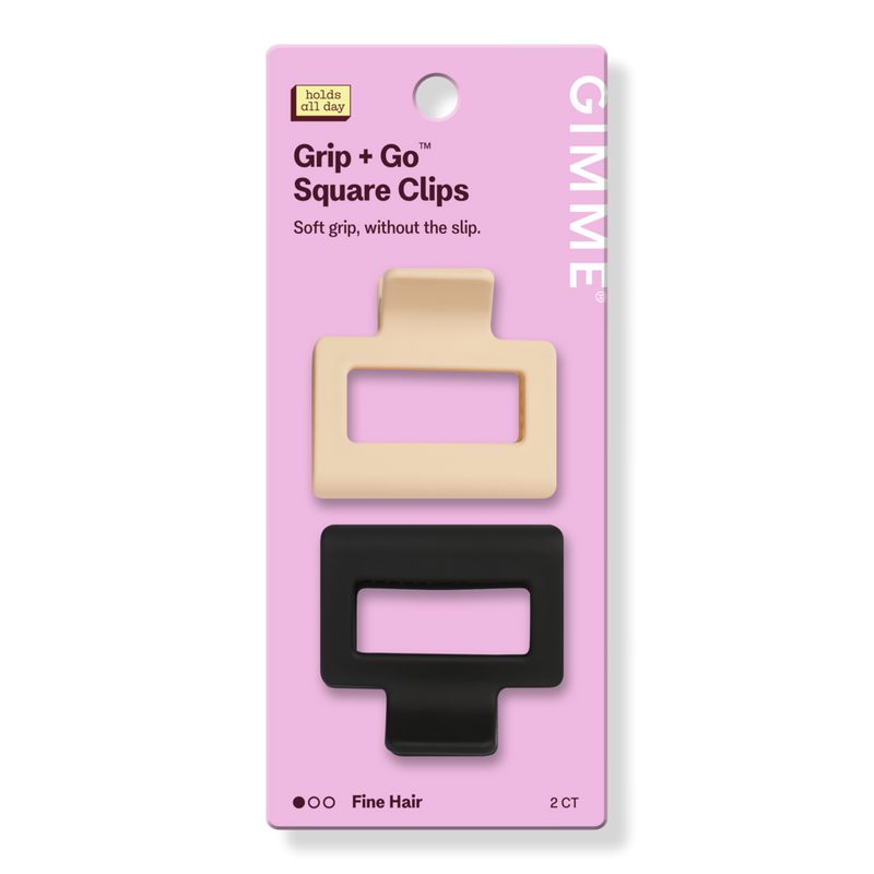 Fine Hair Square Extra Grip Claw Clip - Black/Tan