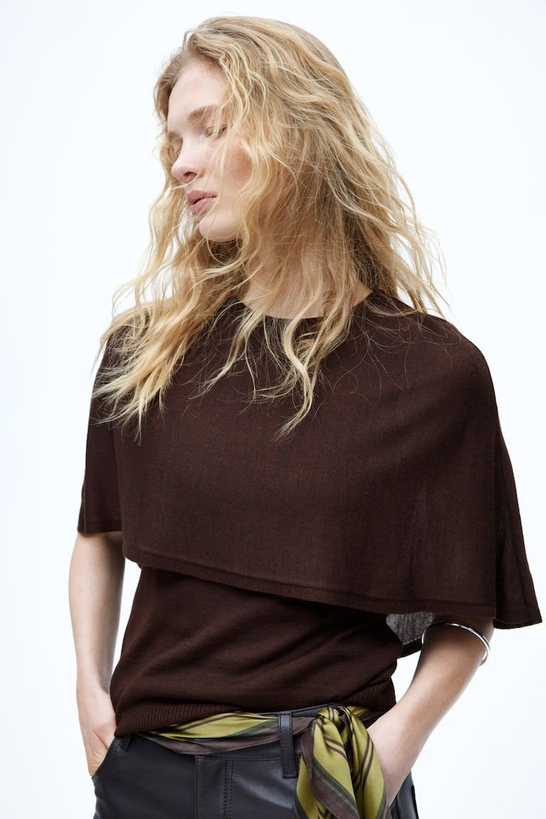 Fine-Knit Cape Top