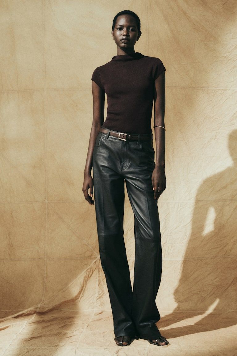 Fine-Knit Mock Turtleneck Top