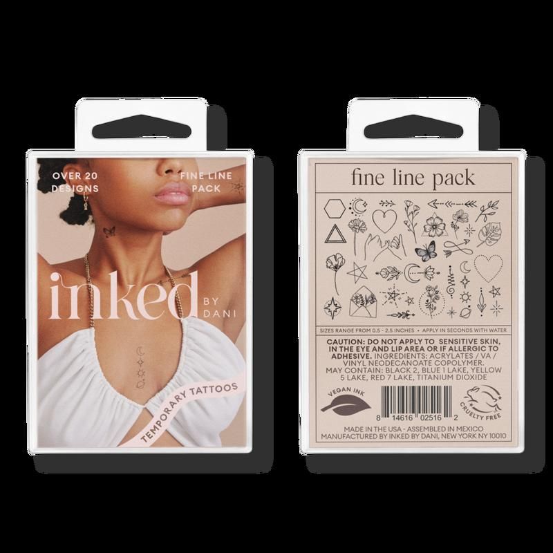 Fine Line Temporary Tattoo Pack