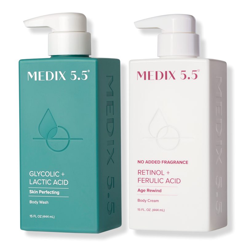 Firm + Smooth Duo | Glycolic Body Wash, Fragrance Free Retinol + Ferulic Acid Body Cream