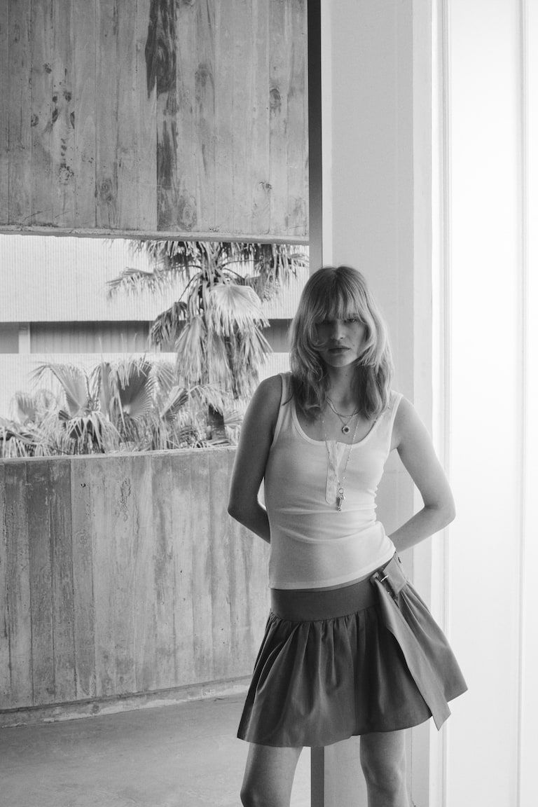 Flared Cotton Mini Skirt