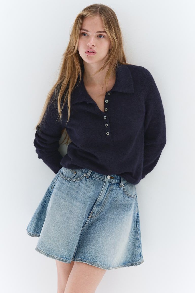Flared Denim Mini Skirt
