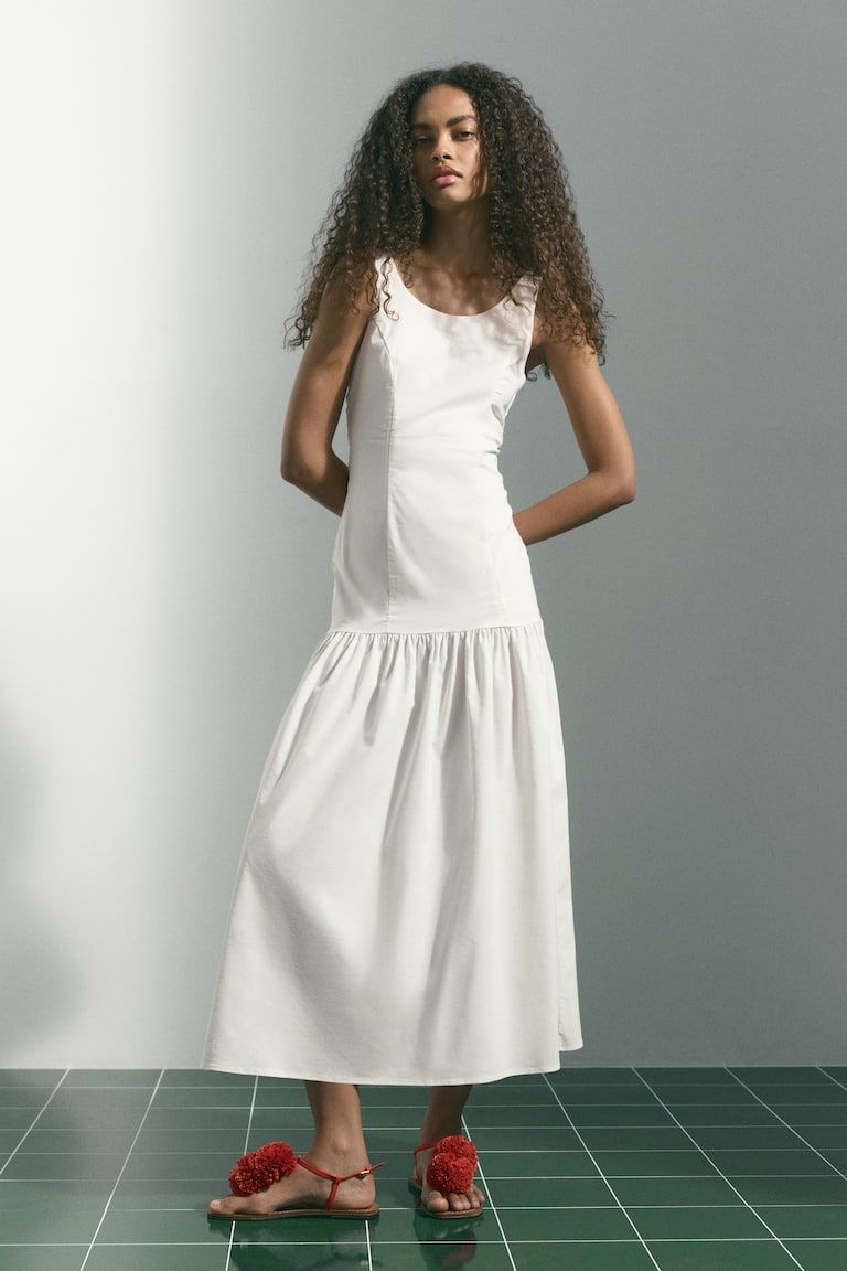 Flared-Skirt Low-Back Dress