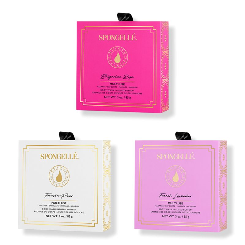 Floral Boxed Flower 3-Piece Set Bath Sponge Built-In Body Wash Shower Loofah for Women