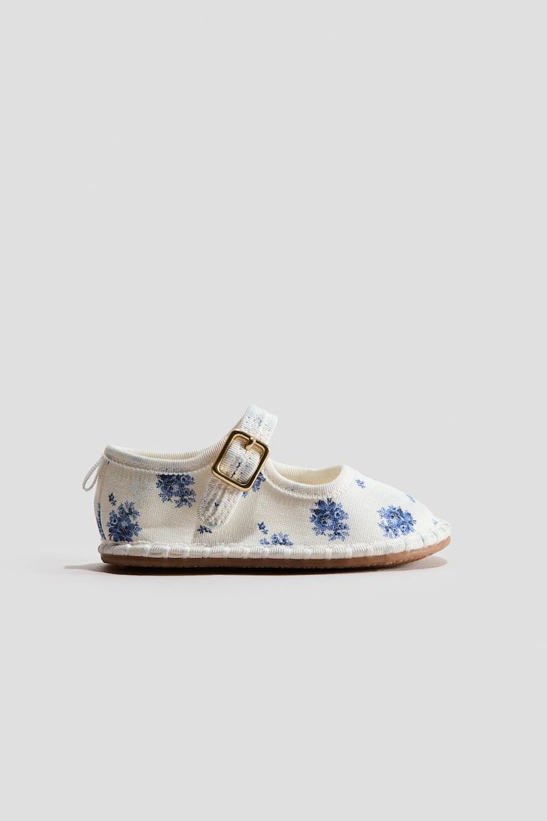 Floral-print canvas ballet flats