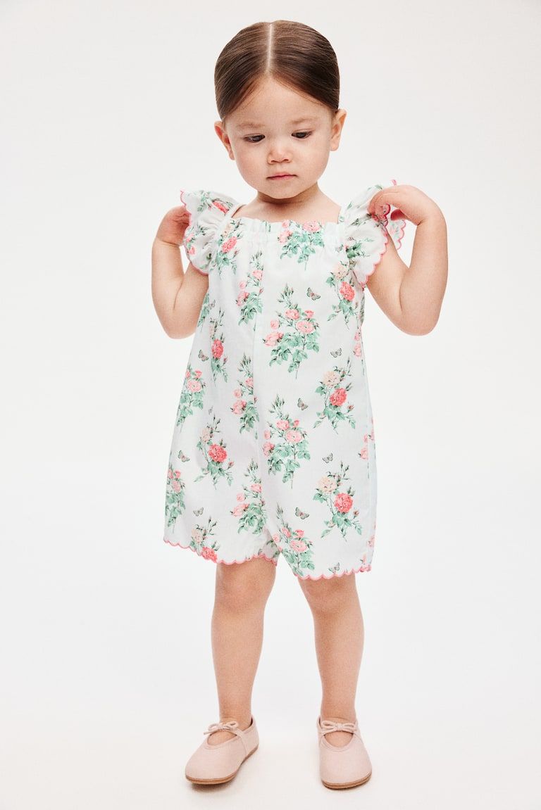 Floral-Print Cotton Romper Suit