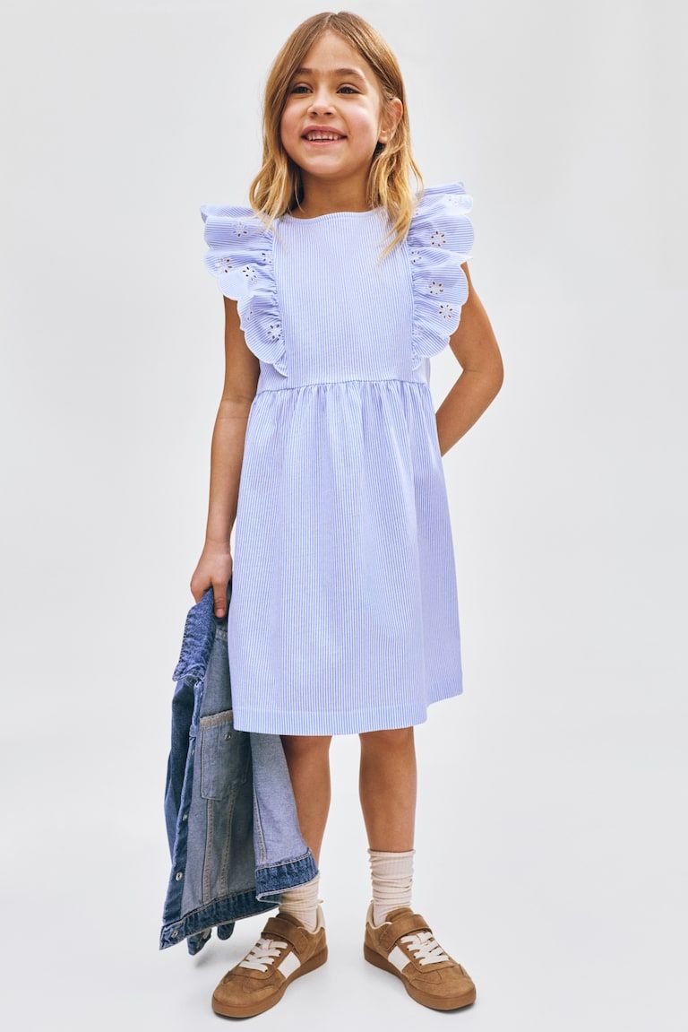 Flounce-Trimmed Cotton Dress
