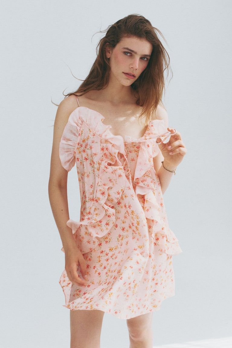 Flounce-Trimmed Strappy Dress