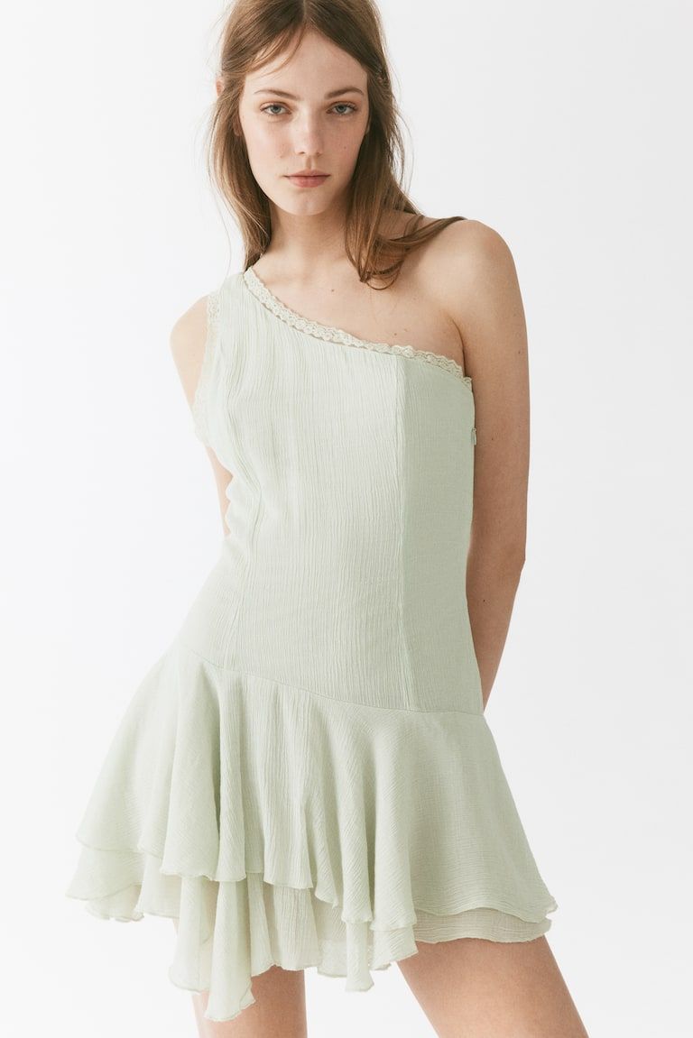 Flounced One-Shoulder Dress